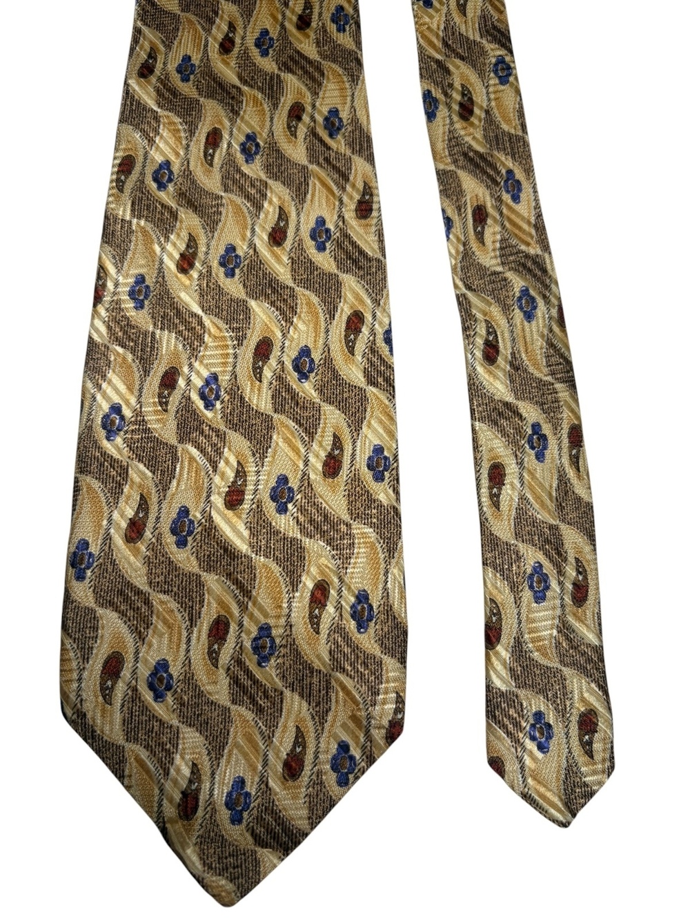 Robert Talbott Best of Class Silk Gold Blue Floral Paisley Designer Tie